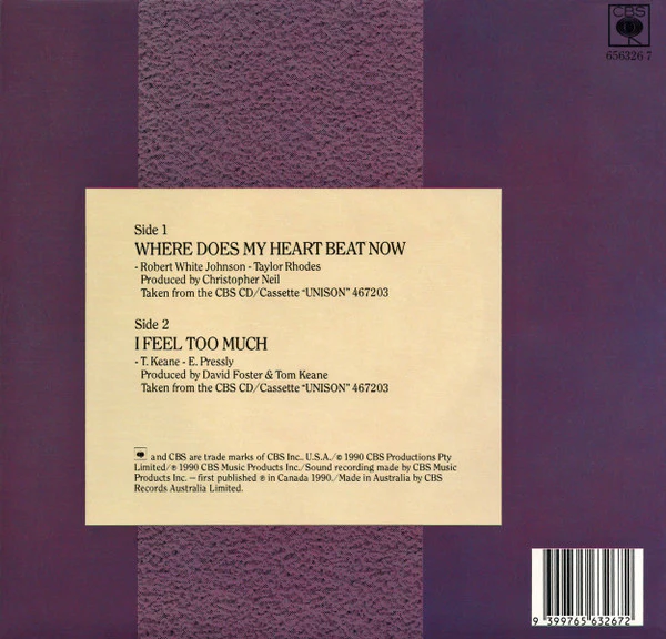 Céline Dion – Where Does My Heart Beat Now (VG/E) – 7", AU 1990 - Image 2