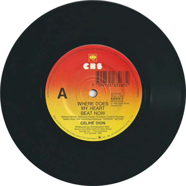 Céline Dion – Where Does My Heart Beat Now (VG/E) – 7", AU 1990 - Image 3