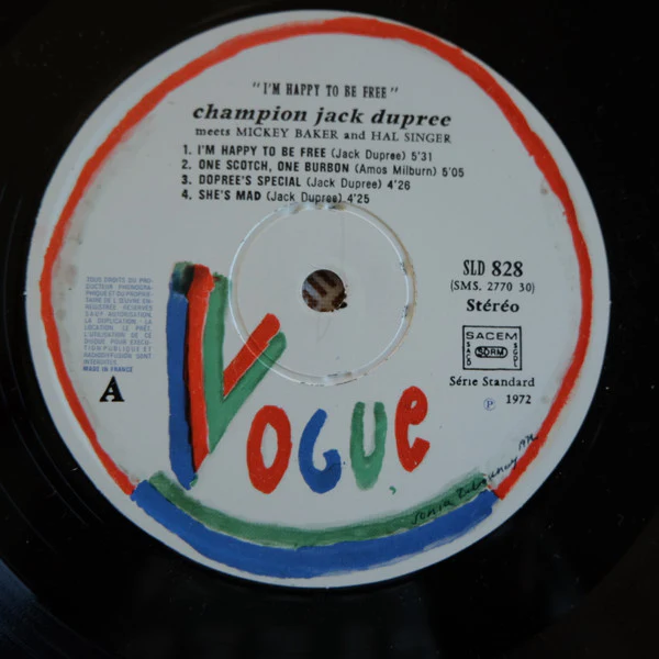 Champion Jack Dupree, Mickey Baker, Hal Singer – I'm Happy To Be Free (VG+/VG) – LP, FR 1972 - Image 3
