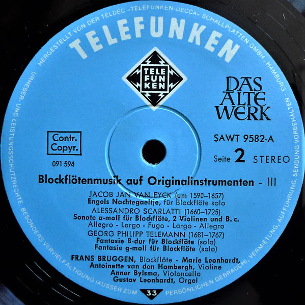 Charles Dieupart, William M. Babell, Jacob Jan Van Eyck, Alessandro Scarlatti, Georg Philipp Telemann – Blockflötenmusik Auf Originalinstrumenten | Recorder Music With Original Instruments - Ⅲ (1650-1750) (E/VG+) – LP, DE - Image 6