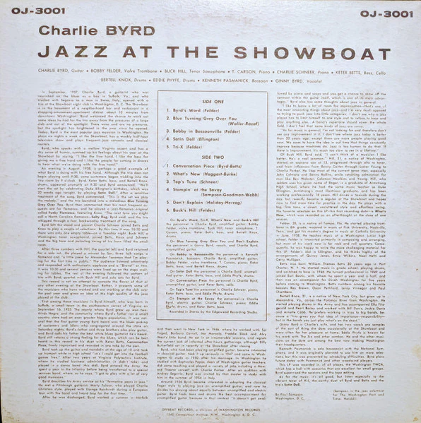 Charlie Byrd – Jazz At The Showboat (VG+/VG+) – LP, US 1959 - Image 2