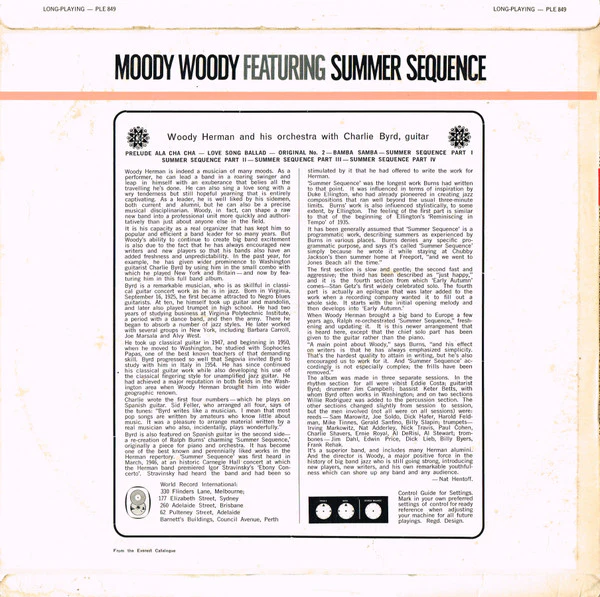 Woody Herman And His Orchestra, Charlie Byrd – Moody Woody Featuring Summer Sequence (E/E) – LP, AU 1964 - Image 2