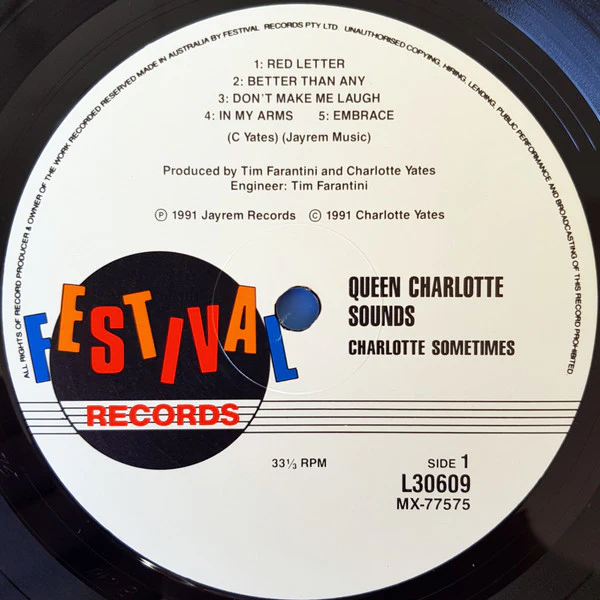 Charlotte Sometimes – Queen Charlotte Sounds (E/VG+) – LP, AU 1991 - Image 3