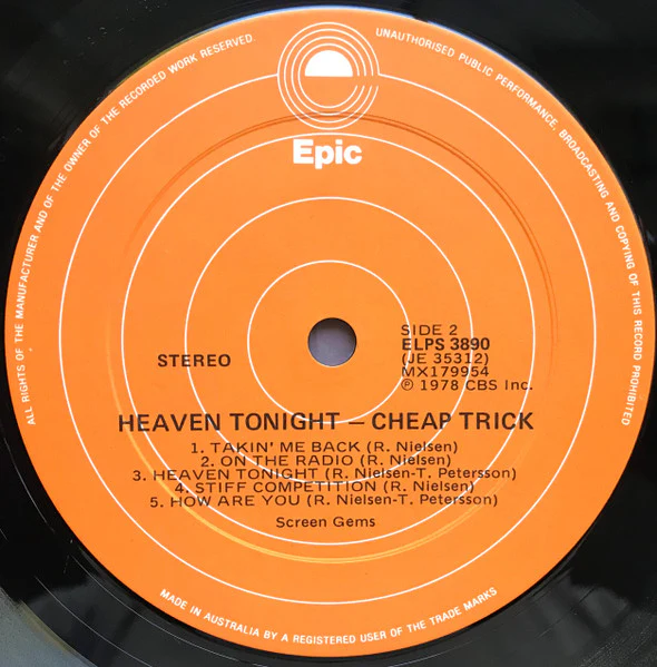 Cheap Trick – Heaven Tonight (VG/VG) – LP, AU 1978 - Image 5
