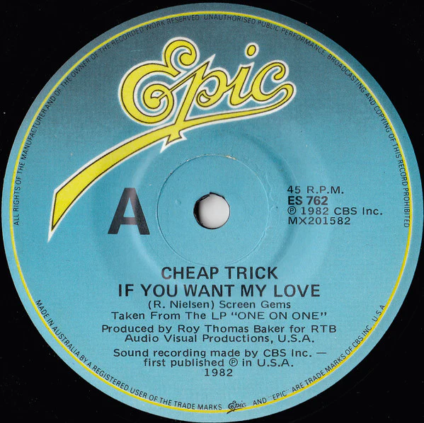 Cheap Trick – If You Want My Love (VG+/Generic) – 7", AU 1982