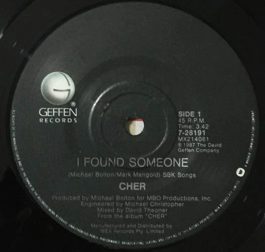 Cher – I Found Someone (VG+/Generic) – 7", AU