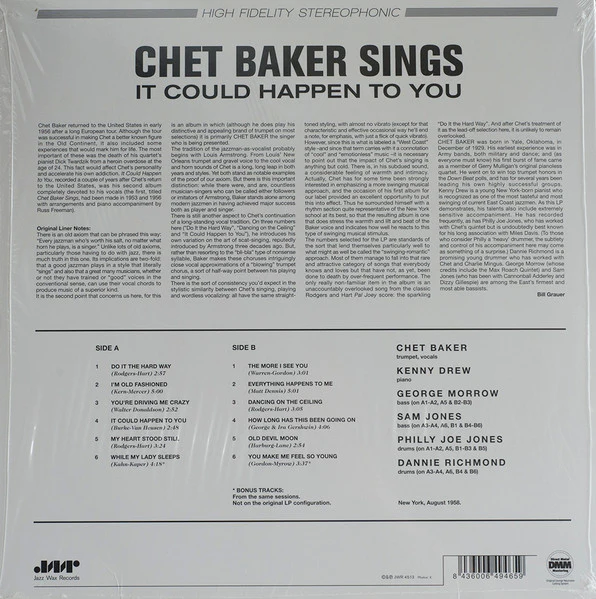 Chet Baker – It Could Happen To You (VG+/E) – LP, ES 2009 - Image 2