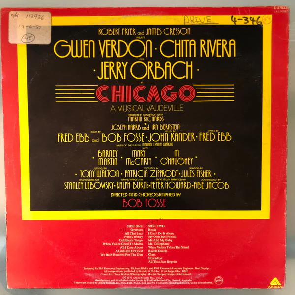 "Chicago" Original Broadway Cast – Chicago (A Musical Vaudeville) (VG+/VG+) – LP, AU - Image 2