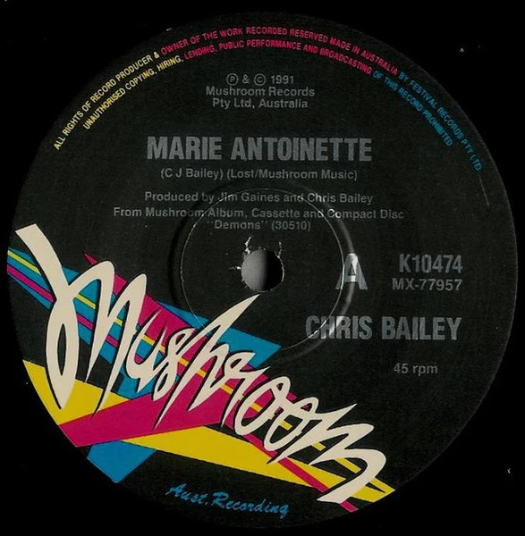 Chris Bailey – Marie Antoinette (VG+/E) – 7", AU 1991 - Image 3