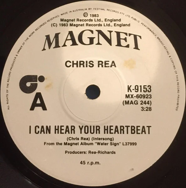 Chris Rea – I Can Hear Your Heartbeat (VG+/Generic) – 7", AU 1983