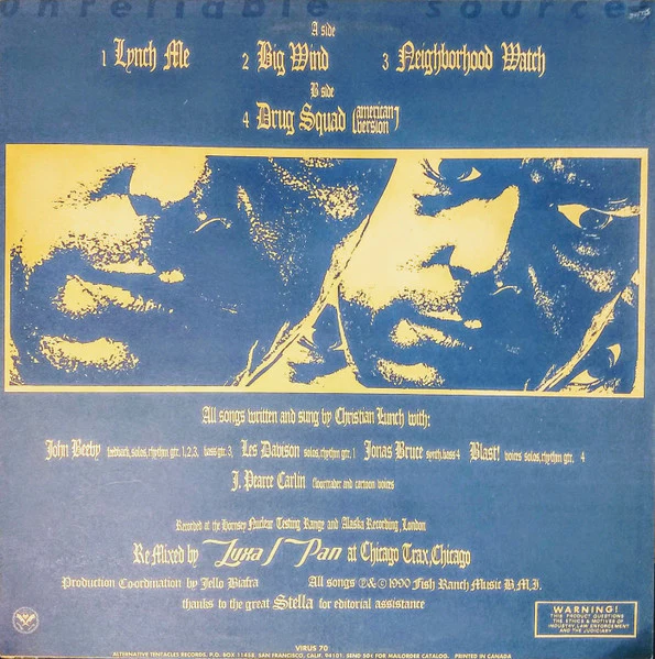 Christian Lunch – Unreliable Sources (The Chicago Mix) (VG/VG+) – 12", US 1990 - Image 2