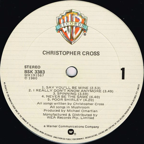 Christopher Cross – Christopher Cross (VG/VG+) – LP, AU 1980 - Image 3