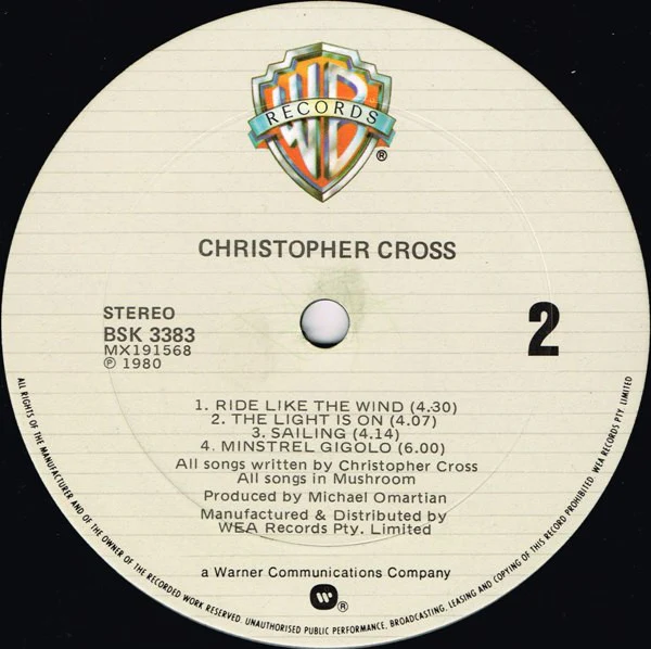 Christopher Cross – Christopher Cross (VG/VG+) – LP, AU 1980 - Image 4