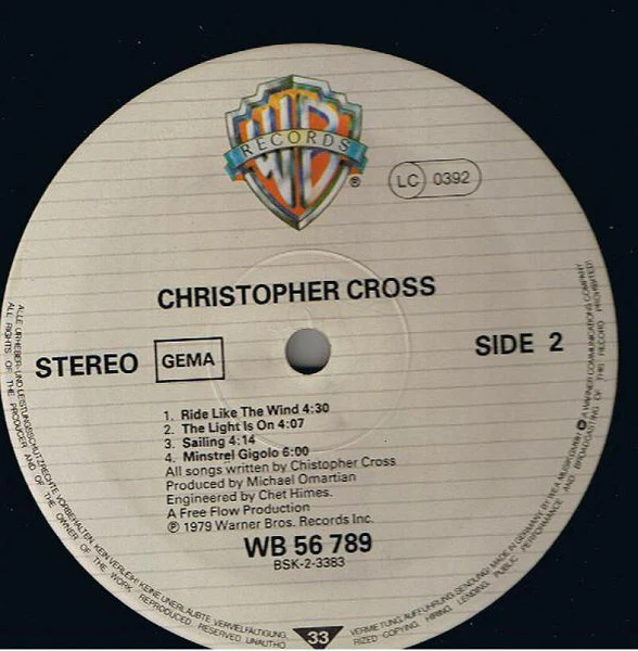 Christopher Cross – Christopher Cross (VG+/VG+) – LP, DE 1979 - Image 4