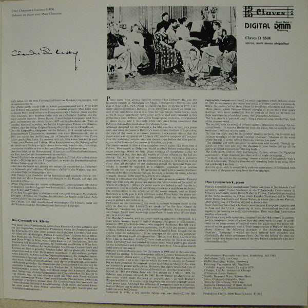 Claude Debussy, Duo Crommelynck – La Mer (Version Originale Pour Piano 4 Mains) / Marche Ecossaise / Petite Suite / Six Epigraphes Antiques (E/VG+) – LP, CH 1985 - Image 3
