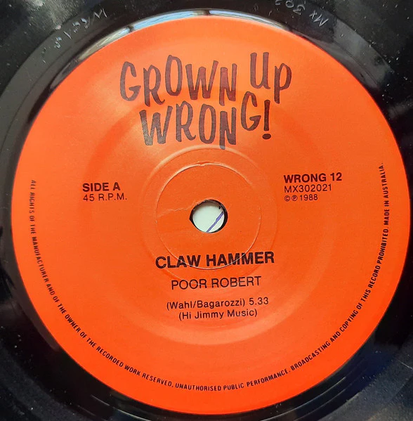 Claw Hammer – Poor Robert (NM/E) – 7", AU 1989 - Image 4