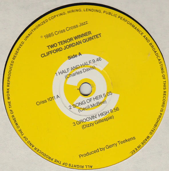 Clifford Jordan Quintet, Junior Cook – Two Tenor Winner (VG+/VG+) – LP, NL 1985 - Image 3