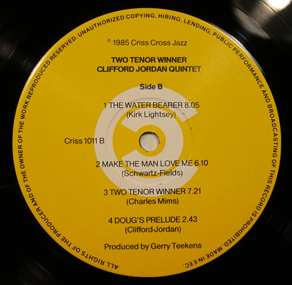 Clifford Jordan Quintet, Junior Cook – Two Tenor Winner (VG+/VG+) – LP, NL 1985 - Image 4