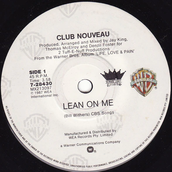 Club Nouveau – Lean On Me (E/Generic) – 7", AU 1987