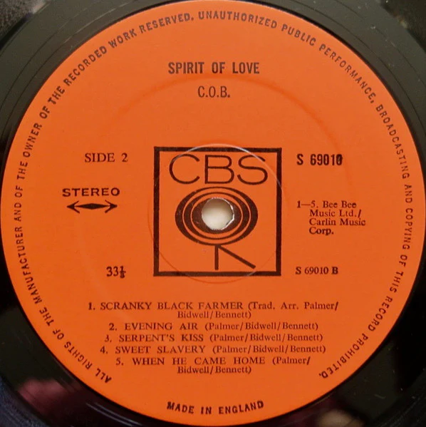 C.O.B. – Spirit Of Love (VG+/VG+) – LP, UK 1970 - Image 5