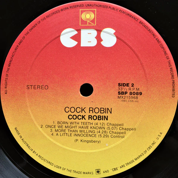 Cock Robin – Cock Robin (VG/E) – LP, AU 1985 - Image 10
