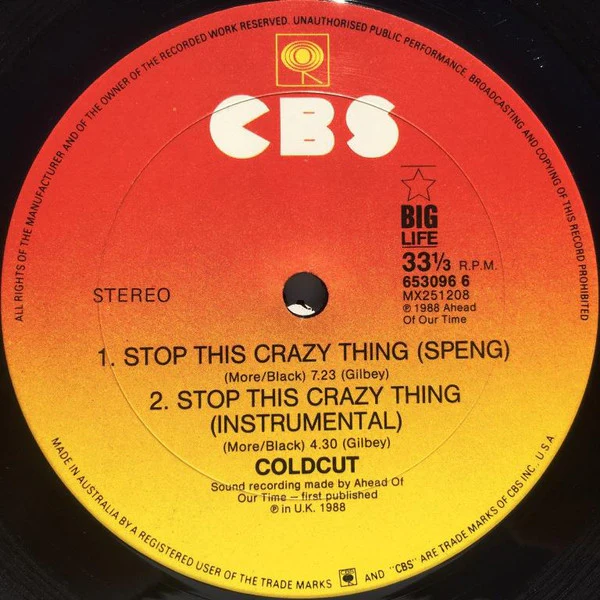 Coldcut, Junior Reid, Ahead Of Our Time Orchestra – Stop This Crazy Thing (VG+/VG+) – 12", AU 1988 - Image 4