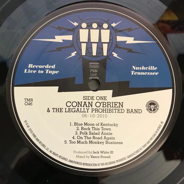 Conan O'Brien, The Legally Prohibited Band – Live At Third Man (VG+/VG+) – LP, US - Image 3