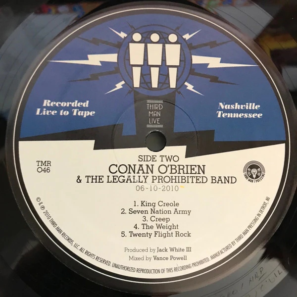 Conan O'Brien, The Legally Prohibited Band – Live At Third Man (VG+/VG+) – LP, US - Image 4