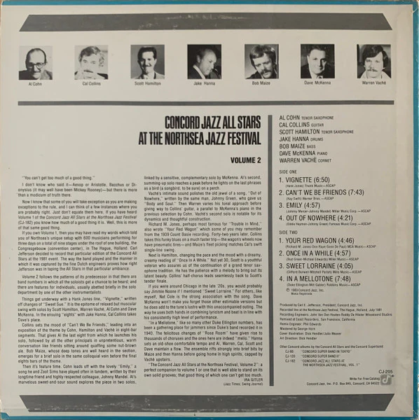Concord Jazz All Stars – Concord Jazz All Stars At The Northsea Jazz Festival - Volume 2 (NM/NM) – LP, US 1983 - Image 3