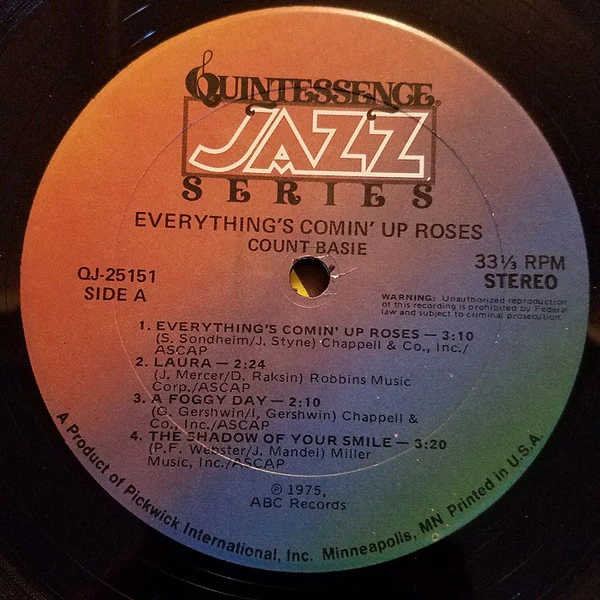 Count Basie – Everything's Comin' Up Roses (VG+/VG+) – LP, US 1978 - Image 3