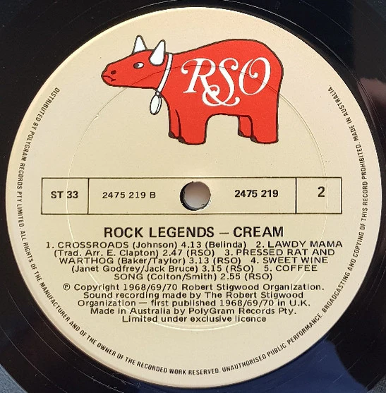 Cream – Rock Legends (VG+/VG+) – LP, AU 1980 - Image 4