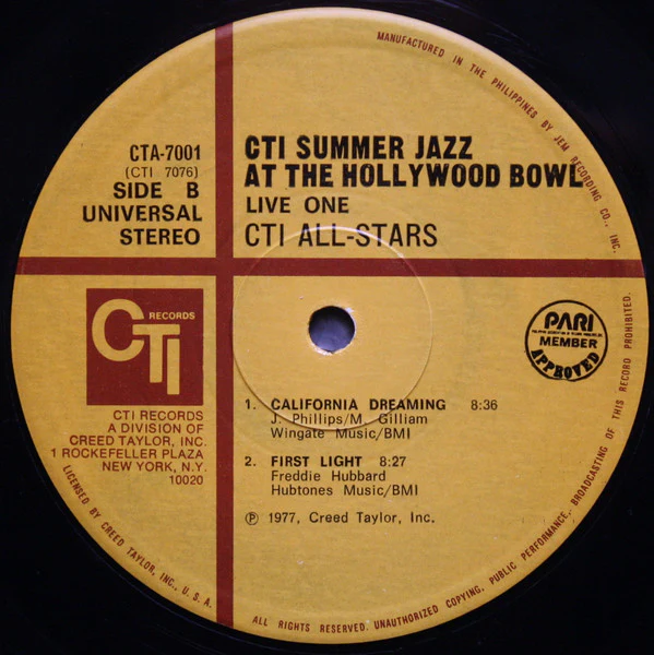 CTI All-Stars – CTI Summer Jazz At The Hollywood Bowl Live One (VG+/VG) – LP, PH - Image 6