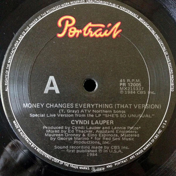 Cyndi Lauper – Money Changes Everything (VG+/VG+) – 12", AU 1985 - Image 4