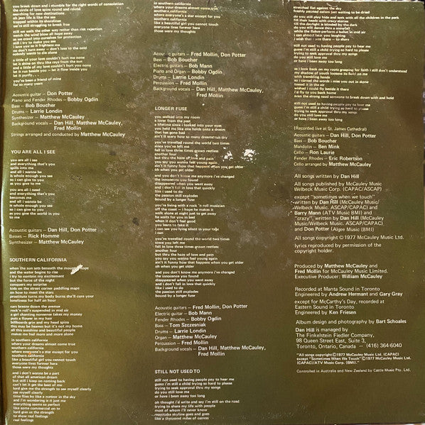 Dan Hill – Longer Fuse (VG/VG+) – LP, AU 1977 - Image 3