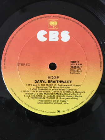 Daryl Braithwaite – Edge (VG+/VG+) – LP, AU 1988 - Image 4