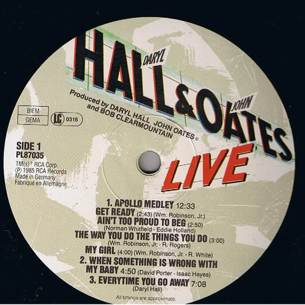 Daryl Hall & John Oates, David Ruffin, Eddie Kendricks – Live At The Apollo (VG/VG) – LP, EU 1985 - Image 3