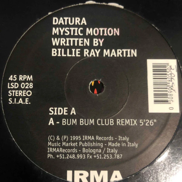 Datura – Mystic Motion (The Remixes) (VG/Generic) – 12", IT 1995
