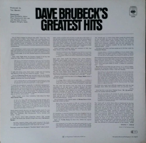 Dave Brubeck – Dave Brubeck's Greatest Hits (VG+/VG+) – LP, UK - Image 2