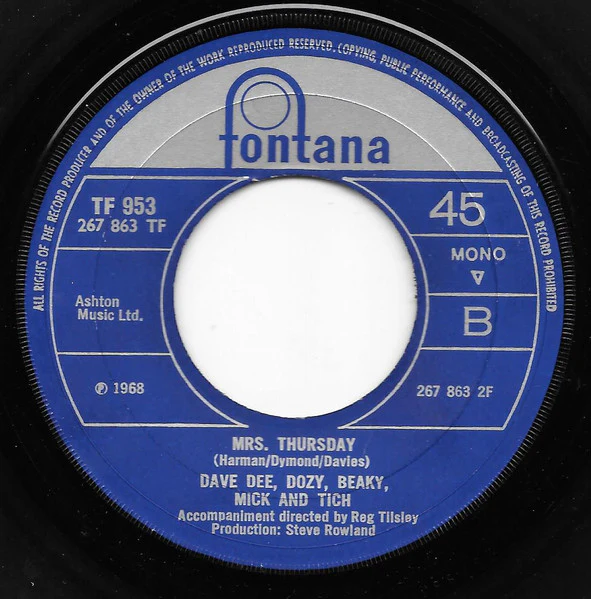 Dave Dee, Dozy, Beaky, Mick & Tich – Last Night In Soho (E/Generic) – 7", UK 1968 - Image 3