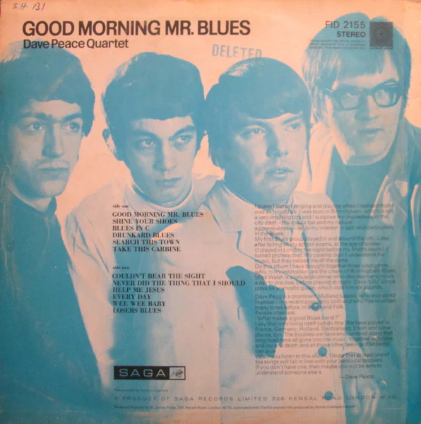 Dave Peace Quartet – Good Morning Mr. Blues (VG+/VG) – LP, UK 1969 - Image 2