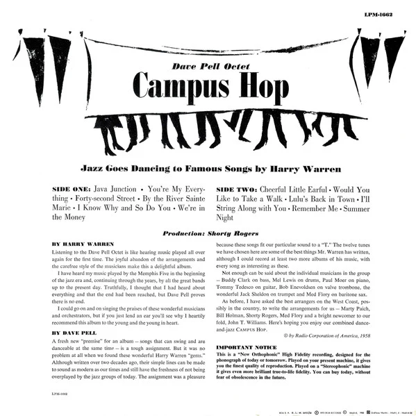 Dave Pell Octet – Jazz Goes Dancing - Campus Hop (VG+/VG+) – LP, ES 1983 - Image 2