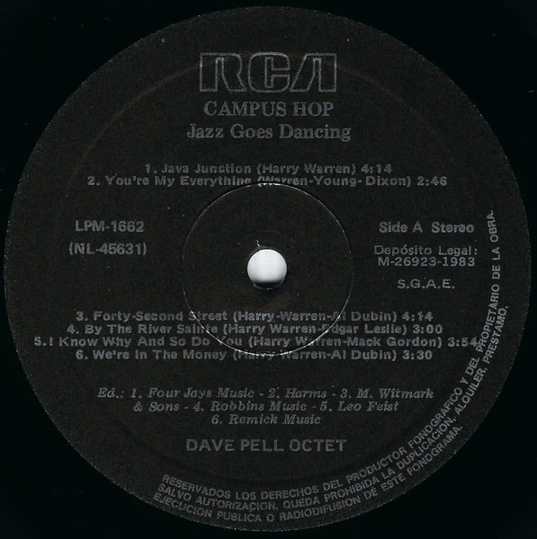 Dave Pell Octet – Jazz Goes Dancing - Campus Hop (VG+/VG+) – LP, ES 1983 - Image 3