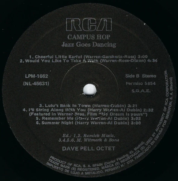 Dave Pell Octet – Jazz Goes Dancing - Campus Hop (VG+/VG+) – LP, ES 1983 - Image 4
