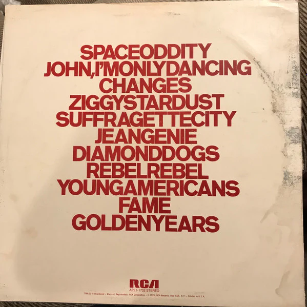 David Bowie – ChangesOneBowie (VG/VG+) – LP, US 1976 - Image 2