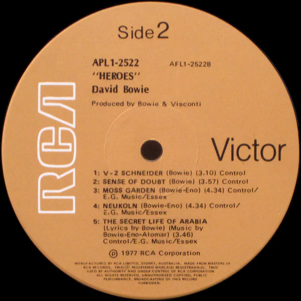 David Bowie – "Heroes" (VG+/VG) – LP, AU 1977 - Image 4