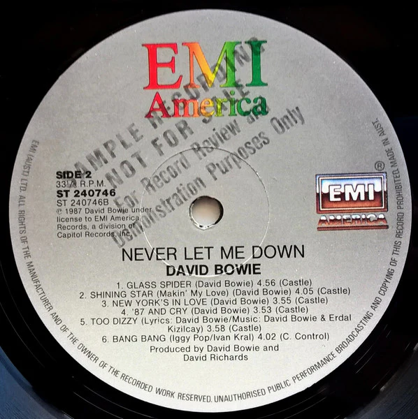 David Bowie – Never Let Me Down (VG+/VG+) – LP, AU 1987 - Image 4