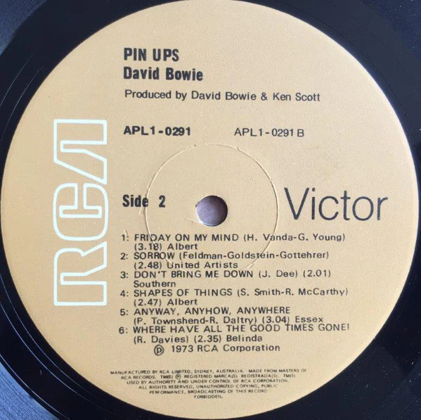 David Bowie – Pinups (VG+/VG+) – LP, AU 1979 - Image 6
