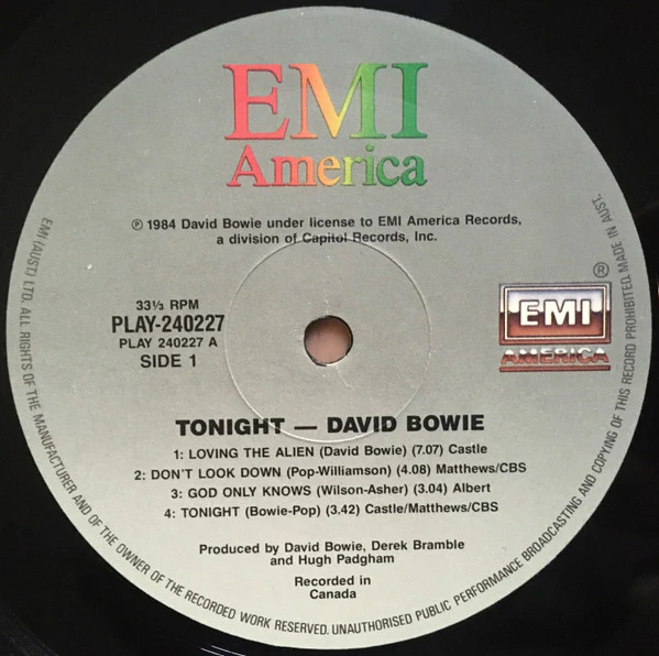 David Bowie – Tonight (NM/NM) – LP, AU 1984 - Image 3