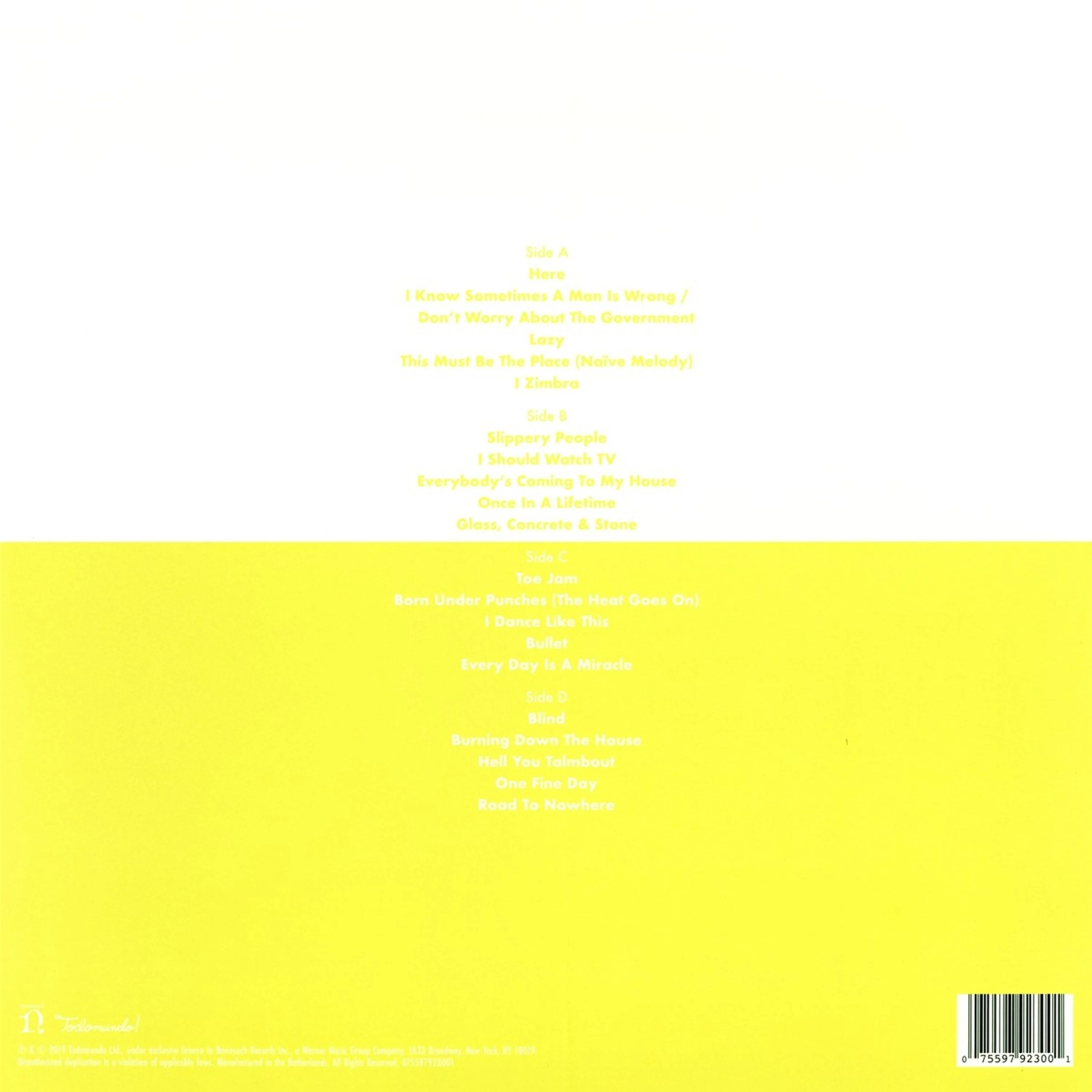 David Byrne – David Byrne's American Utopia On Broadway Original Cast Recording (2xLP) - Image 2