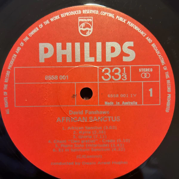 David Fanshawe – African Sanctus (E/E) – LP, AU 1973 - Image 4